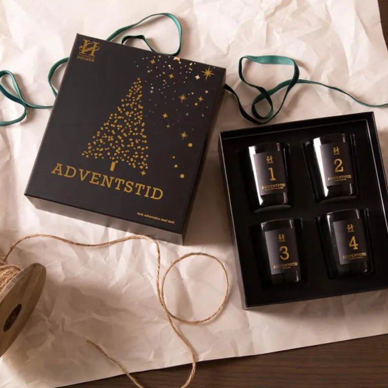 Advent gaveeske duftlys 18x6 cm mørk grå