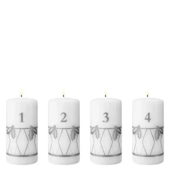 2026 adventslys 12,5 cm 4 stk sølvtrykk