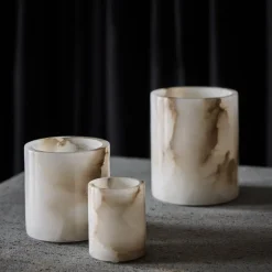Alabaster telysholder M 12 cm