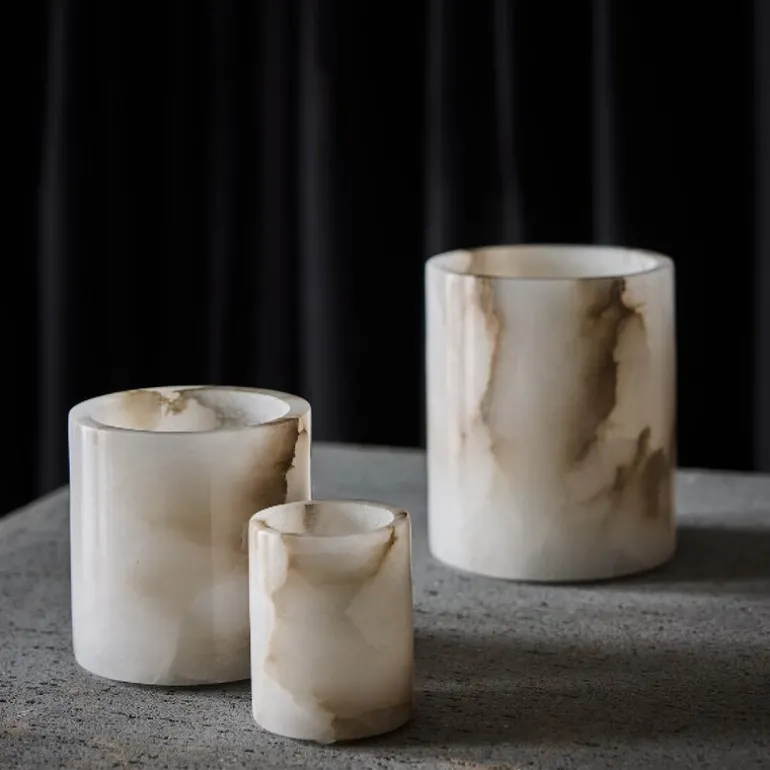 Alabaster telysholder S 10 cm