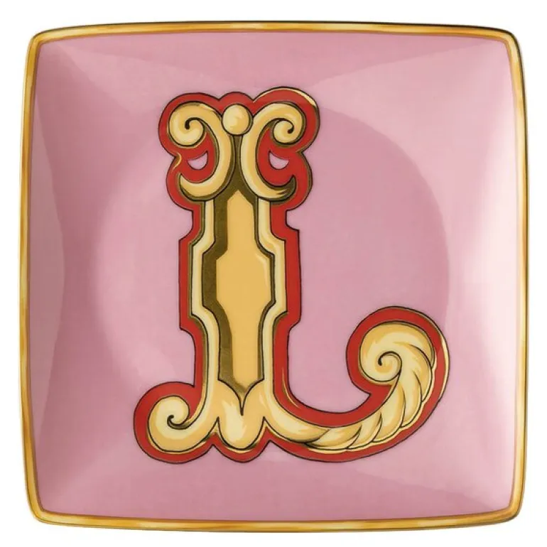 Alphabet skål 12 cm kvadratisk L