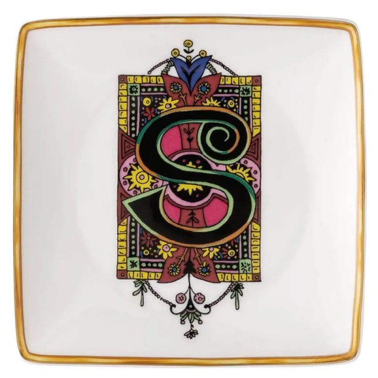 Alphabet skål 12 cm kvadratisk S