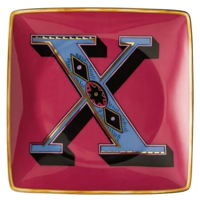 Alphabet skål 12 cm kvadratisk X