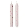 Amor kronelys hjerter 19 cm 2 stk soft pink/red