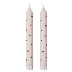 Amor kronelys hjerter 19 cm 2 stk soft pink/red