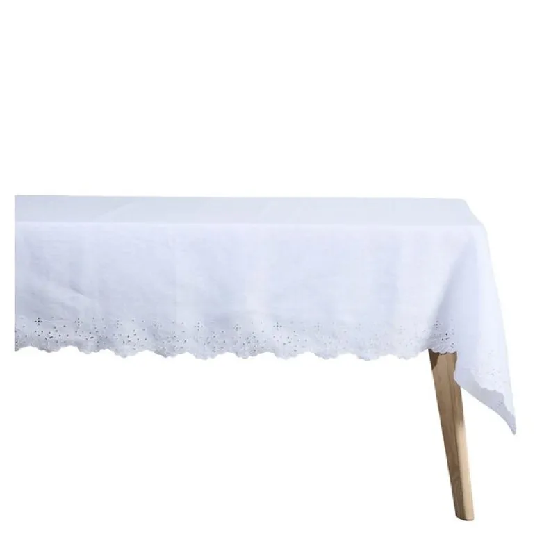 Anglaise duk 220x140 cm hvit