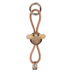 Ape nøkkelring 3 cm gull/natur/teak/limba