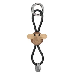Ape nøkkelring 3 cm sølv/svart/teak/limba