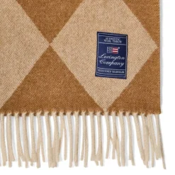 Argyle pledd ull 130x170 cm fudge/hvit