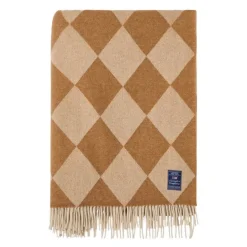 Argyle pledd ull 130x170 cm fudge/hvit