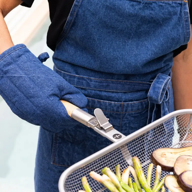 Aron denim grillvott blå