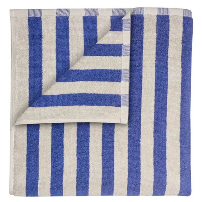 Arto badehåndkle 140x70 cm beige/blå brede striper