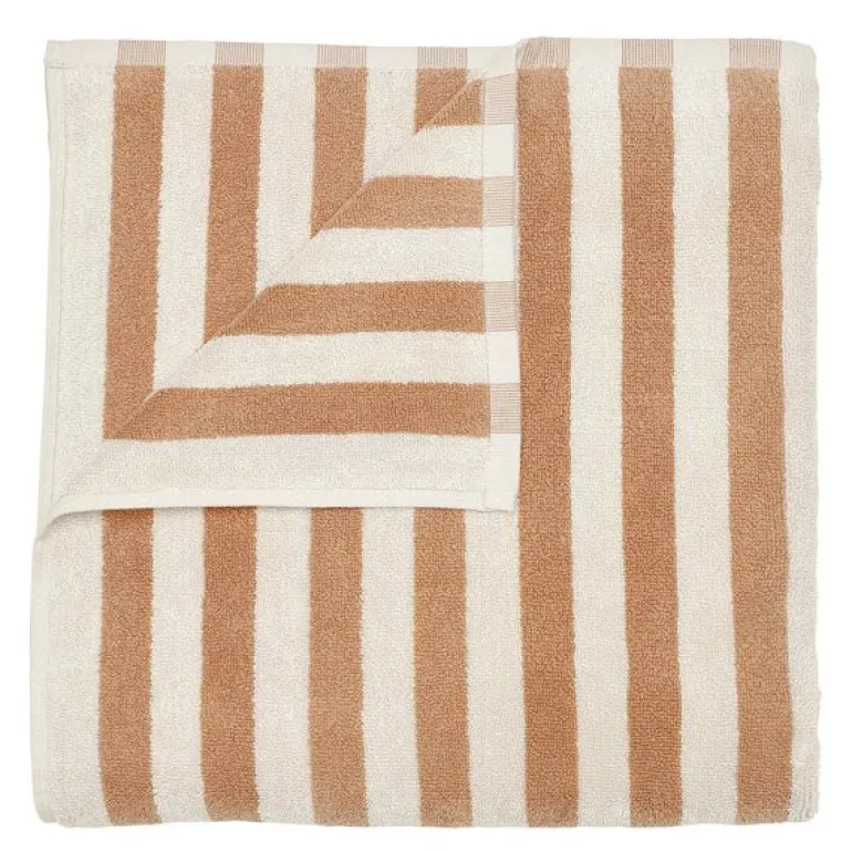Arto badehåndkle 140x70 cm beige/orange brede striper