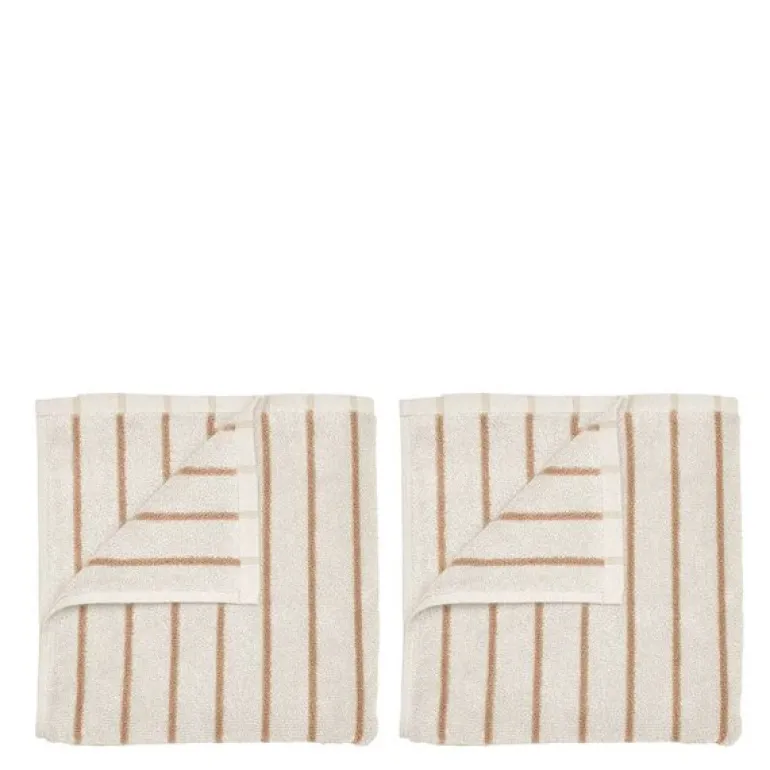 Arto gjestehåndkle 50x30 cm 2 stk beige/orange