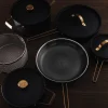 Arvet XL grytesett 6 deler svart/messing