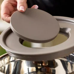 Bakebollesett med lokk 3L + 5L 8 deler stål/latte