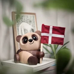Bao Bao panda trefigur 16 cm ask/valnøtt
