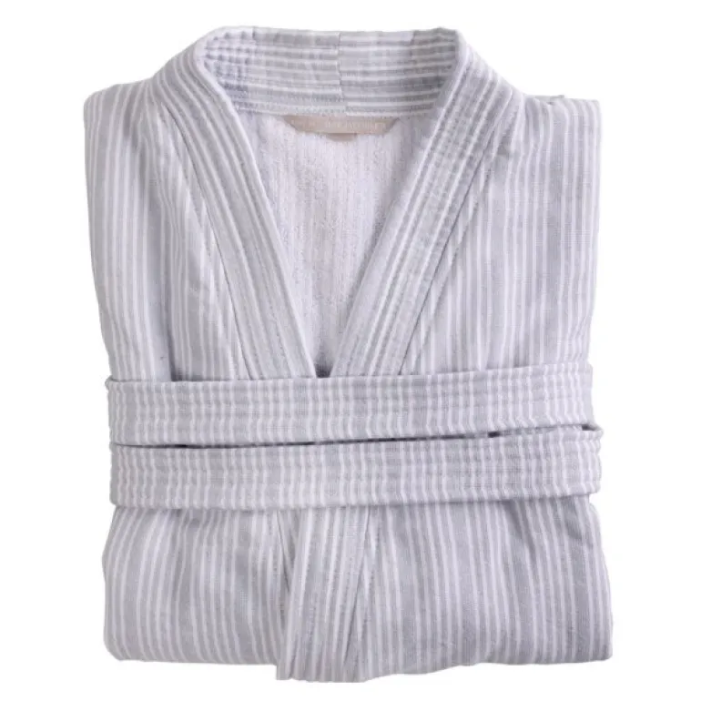 Bath Collection badekåpe L/XL powder blue stripes