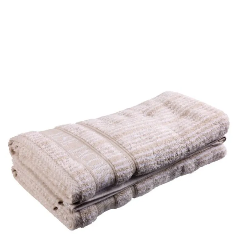 Bath Collection håndkle 50x100 cm 2 stk sand beige stripes