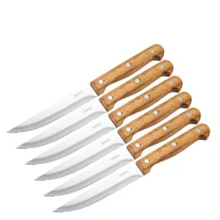 BBQ biffkniv 22,5 cm 6 stk stål/akasie