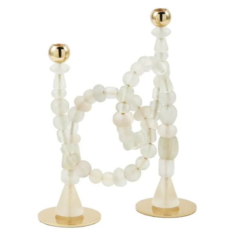 Beads lysestake 38 cm hvit