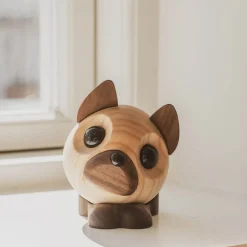 Benny fransk bulldog trefigur 10 cm ask/valnøtt