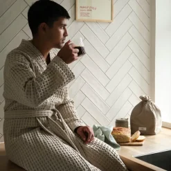 Big Waffle badekåpe S/M stone