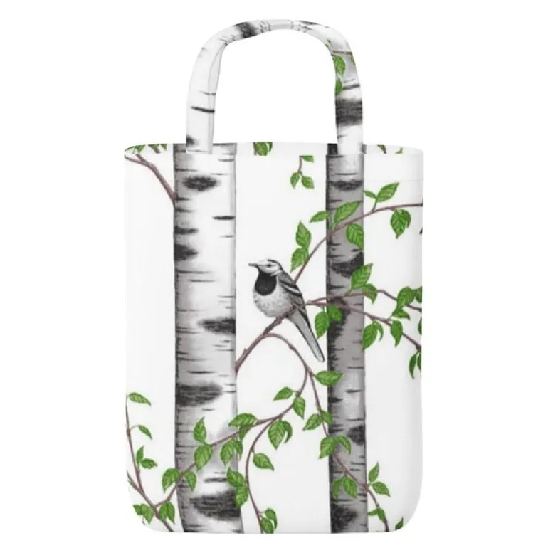 Björkdungen handlenett 32x40 cm offwhite/grønn