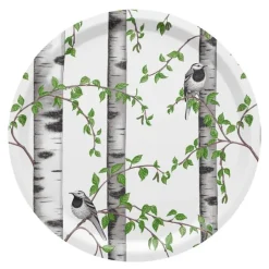 Björkdungen rundt serveringsbrett 31 cm offwhite/grønn