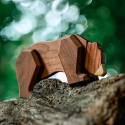 Bjørn trefigur 12 cm valnøtt/ask