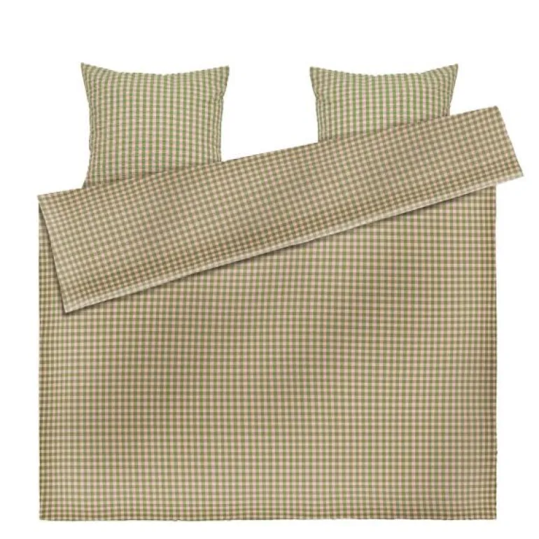 Bæk&Bølge krepp sengetøy 220x220 cm grønn/soft pink