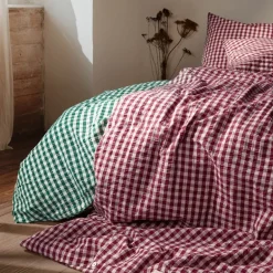 Bæk&Bølge krepp sengetøy 150x210 cm plomme/rosa