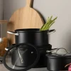 Black Elegant keramisk grytesett 3 deler svart