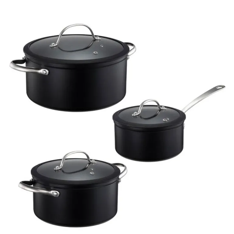 Black Elegant keramisk grytesett 3 deler svart