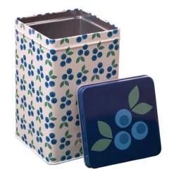 Blåbær metallboks 10x10x16 cm blå