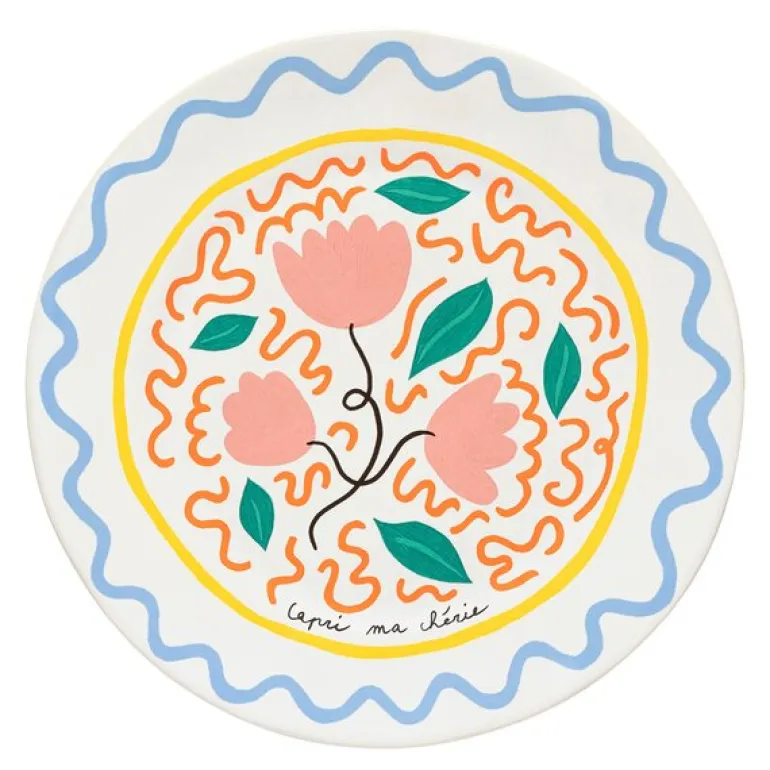 Bliss tallerken flat 27 cm blomst multi