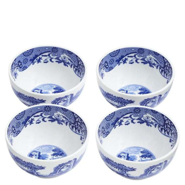 Blue Italian dippskål 10 cm 4 stk blå/hvit