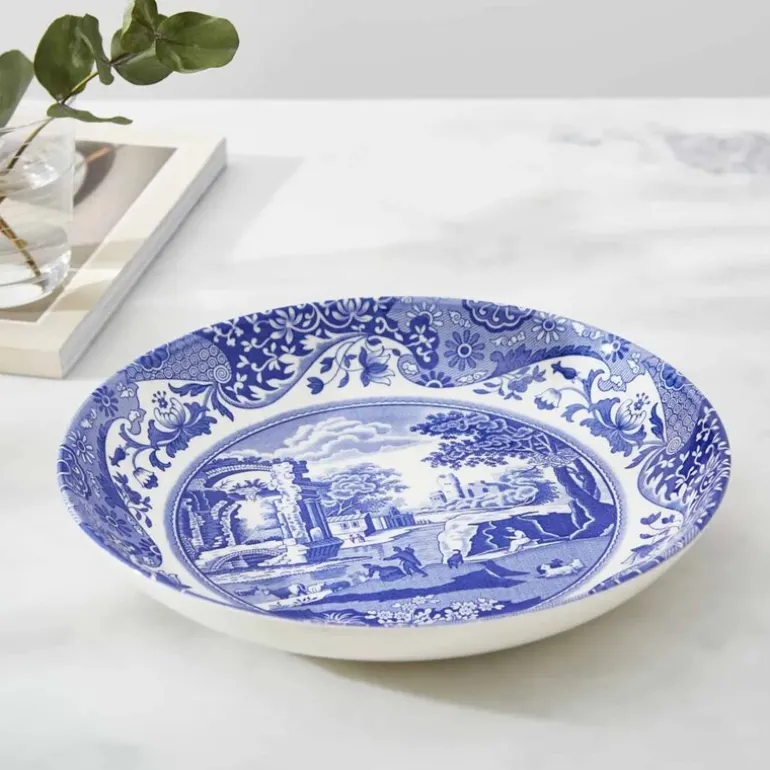 Blue Italian pastabolle 23 cm blå/hvit