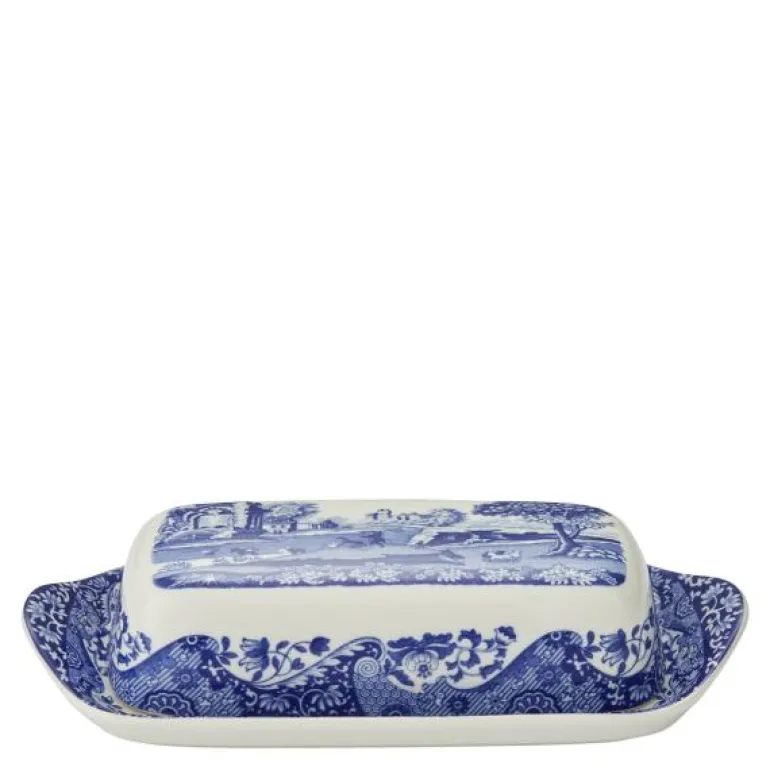 Blue Italian smørboks blå/hvit