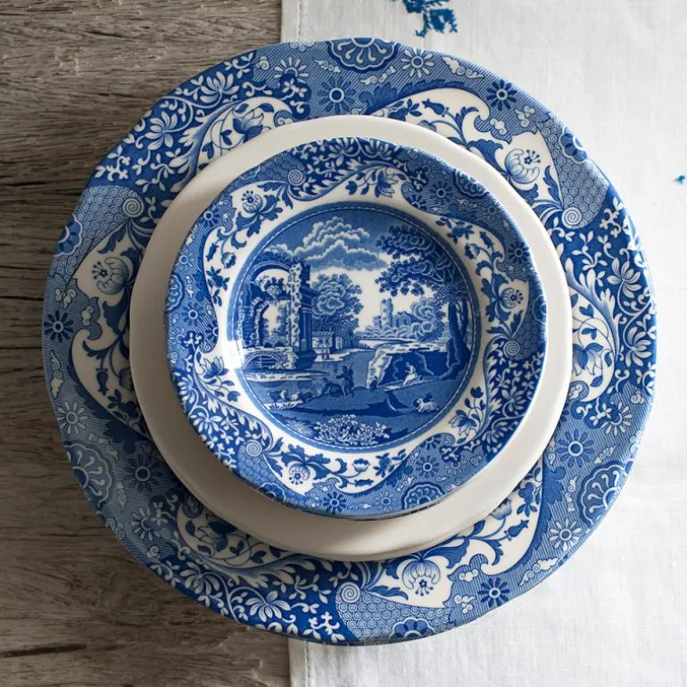 Blue Italian tallerken flat 27 cm blå/hvit