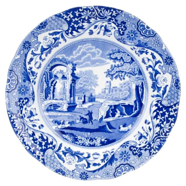 Blue Italian tallerken flat 23 cm blå/hvit