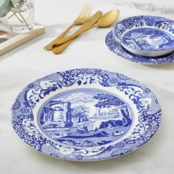 Blue Italian tallerken flat 23 cm blå/hvit
