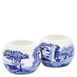 Blue Italian telysholdere 2 stk blå/hvit