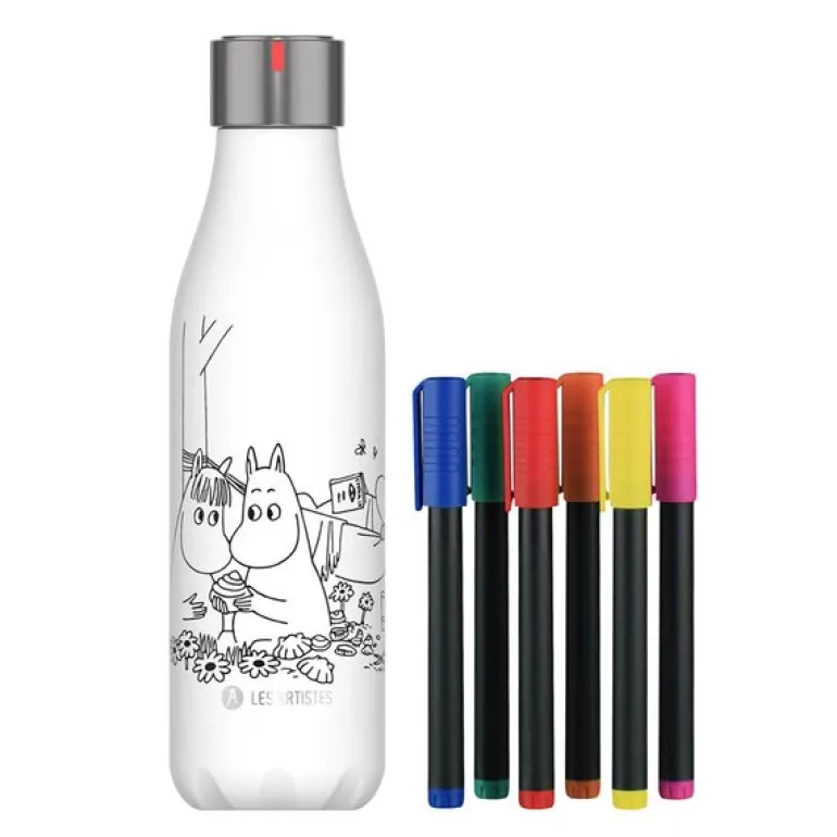 Bottle Up Mummi termoflaske 0,5 L med tusj hvit/multi