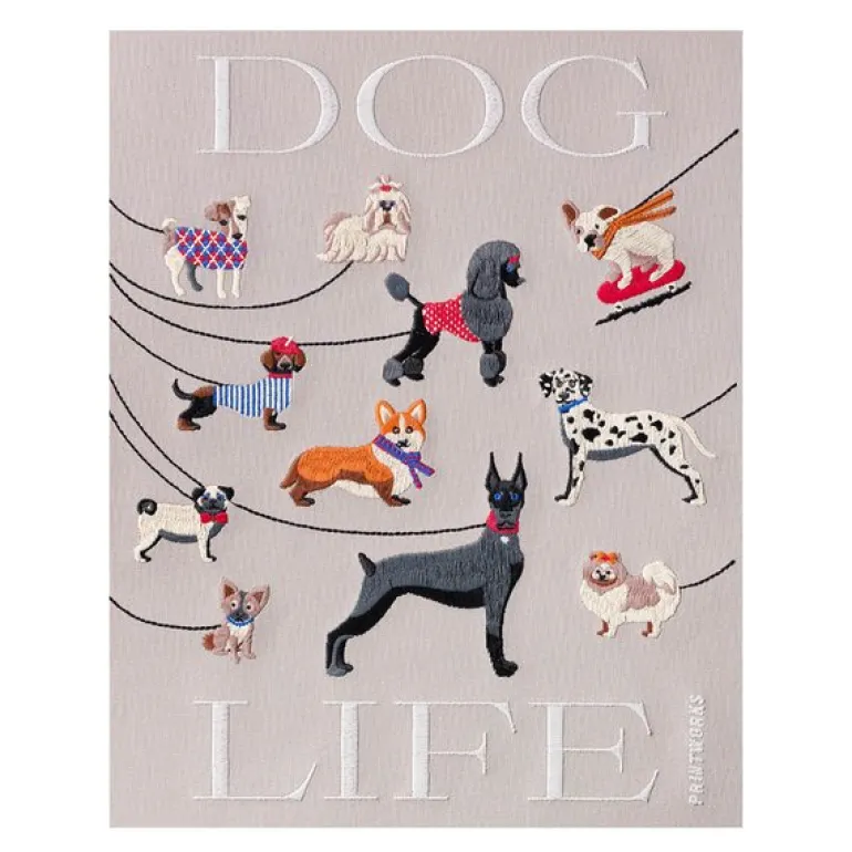 Brodert fotoalbum 33x27 cm Hund beige/multi