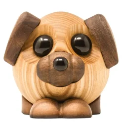 Buddy hund trefigur 8 cm ask/valnøtt