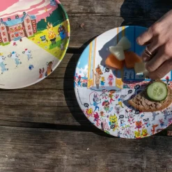 Bukkene Bruse tallerken 22,5 cm back to school blå