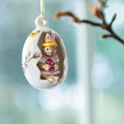 Bunny Tales Anna ornament påskeegg 7 cm rød/hvit