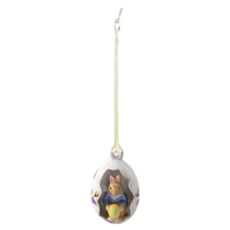 Bunny Tales Max ornament påskeegg 7 cm gul/hvit