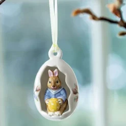Bunny Tales Max ornament påskeegg 7 cm gul/hvit